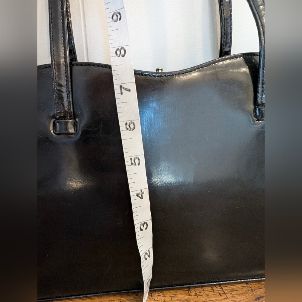 Adrian Gold London 60s 70s Black Patent Leather Vintage Satchel - Collection Bag - Picture 7 of 16